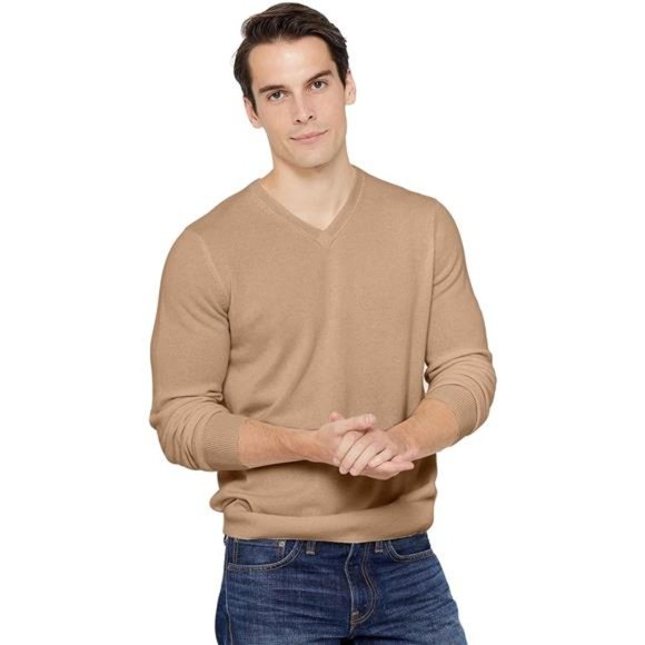 Cashmere Men's V-Neck Sweater Long Sleeve Pullover